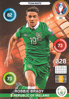Robbie Brady Republic of Ireland Panini UEFA EURO 2016 #285